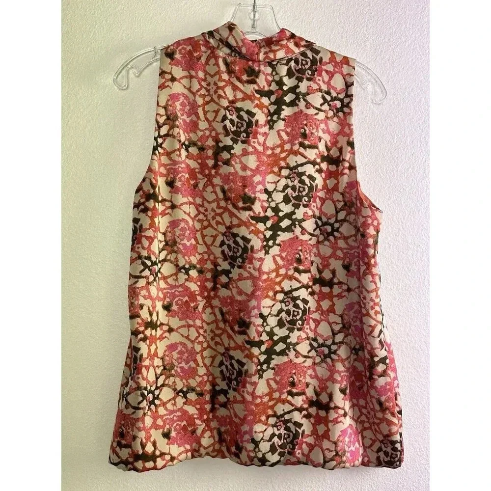 Michael Kors Cowl Neck Bubble Blouse Top Size Large Orange Brown Fall